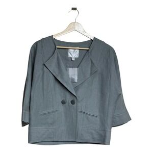 Nordstrom Collection Women XS Blazer Jacket 3/4 Sleeve Linen wool blend